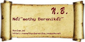 Némethy Bereniké névjegykártya